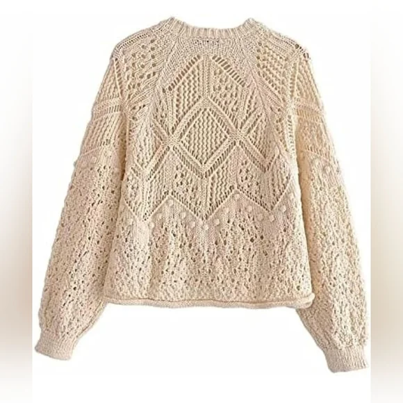 Forever 21 Pink Crochet Balloon Sleeve Top XS Like New - Picture 3 of 11